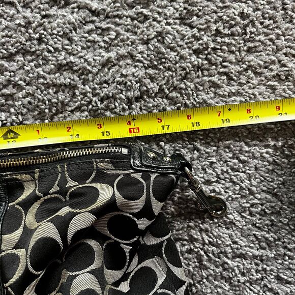 Coach Ashley Signature Logo Satchel Handbag Purse F15440 Black Leather Sateen - Picture 10 of 11